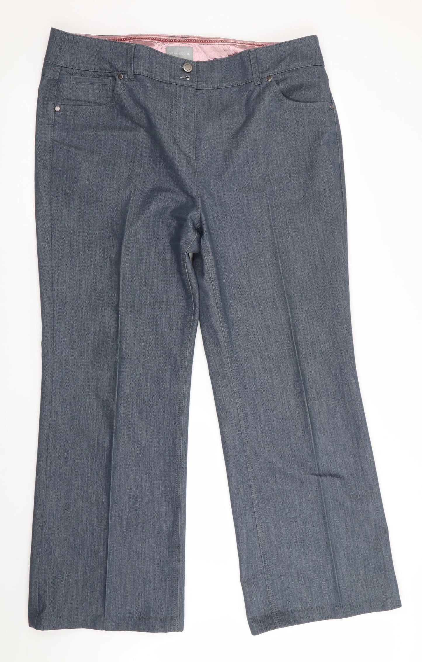 Per Una Womens Grey Striped  Trousers  Size 18 L30 in