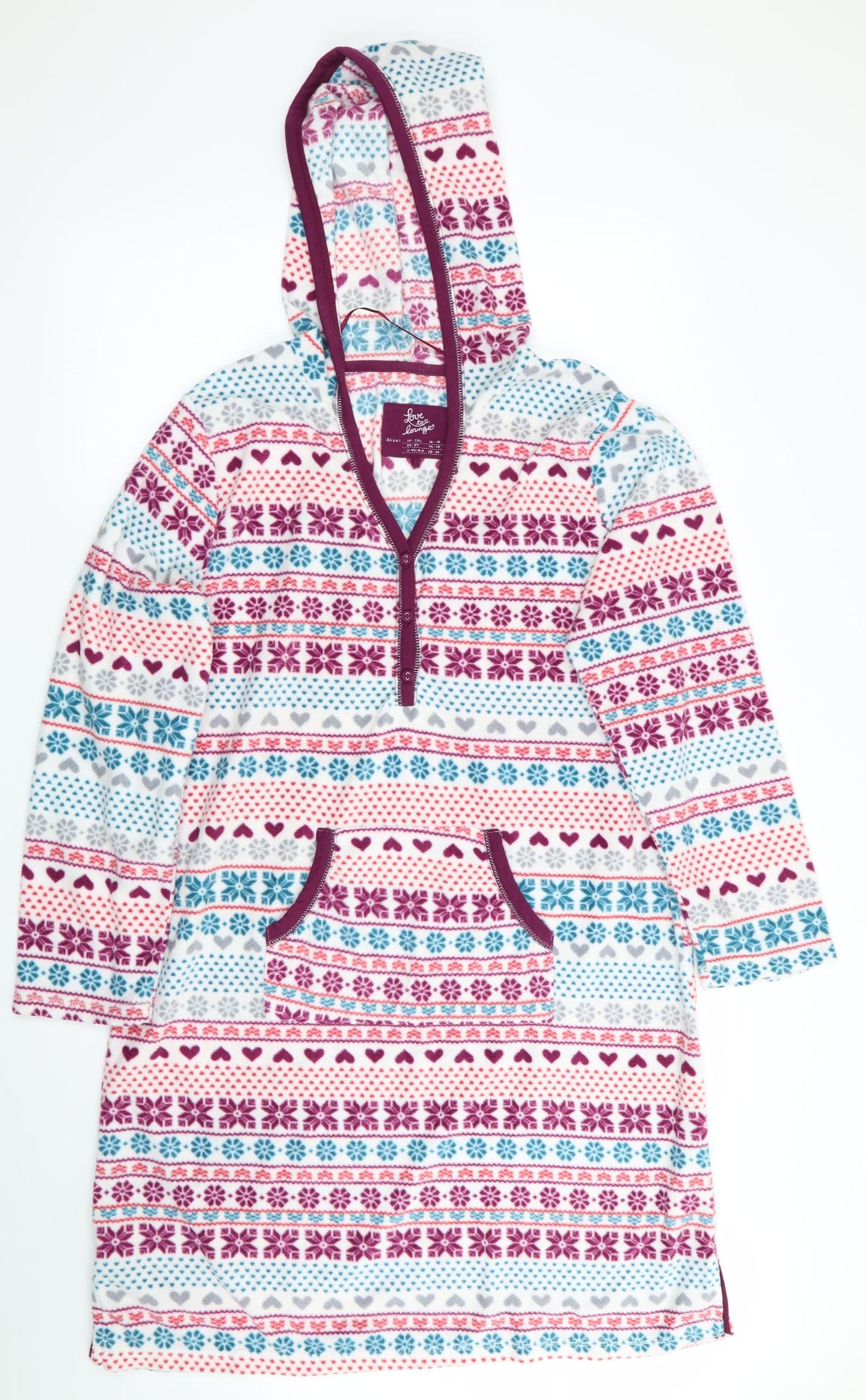 Love to Lounge Womens Pink Geometric   Nightshirt Size 16  - Fleece Feel Exterior