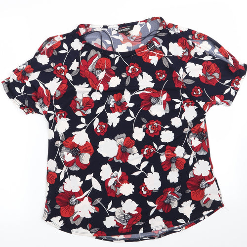 The Collection by Debenhams Womens Blue Floral  Basic T-Shirt Size 10