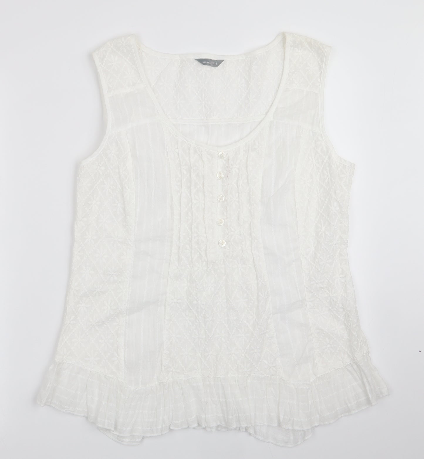 Per Una Womens Ivory Floral  Basic Blouse Size 14