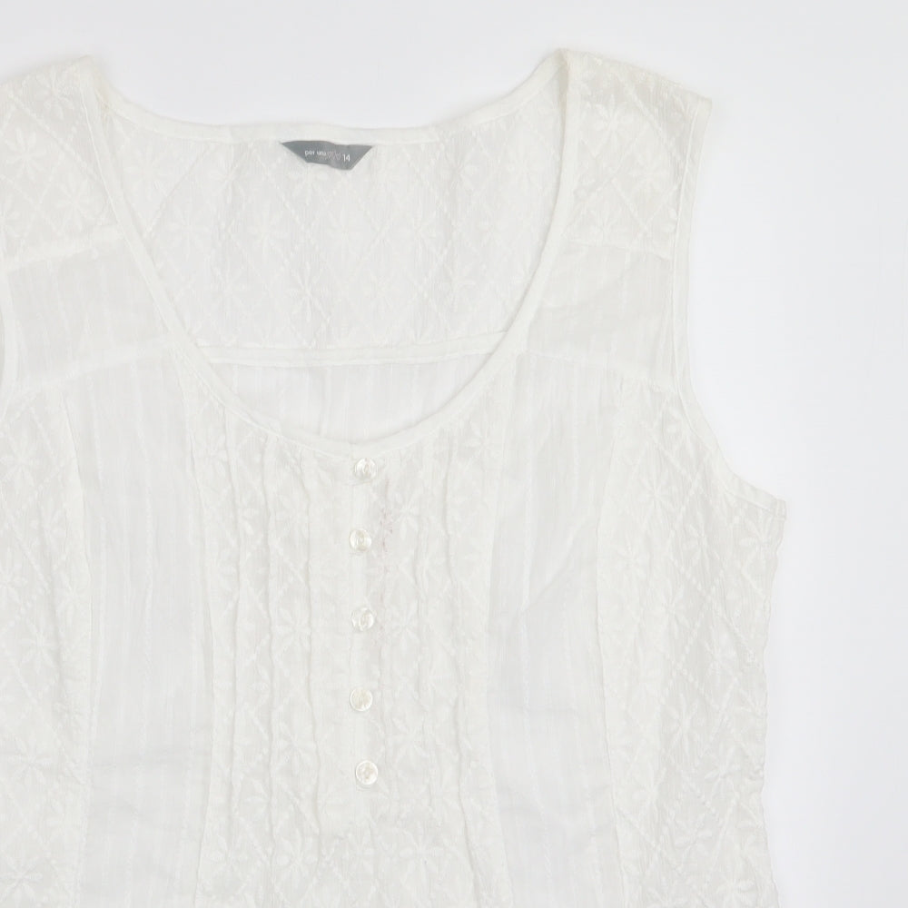 Per Una Womens Ivory Floral  Basic Blouse Size 14