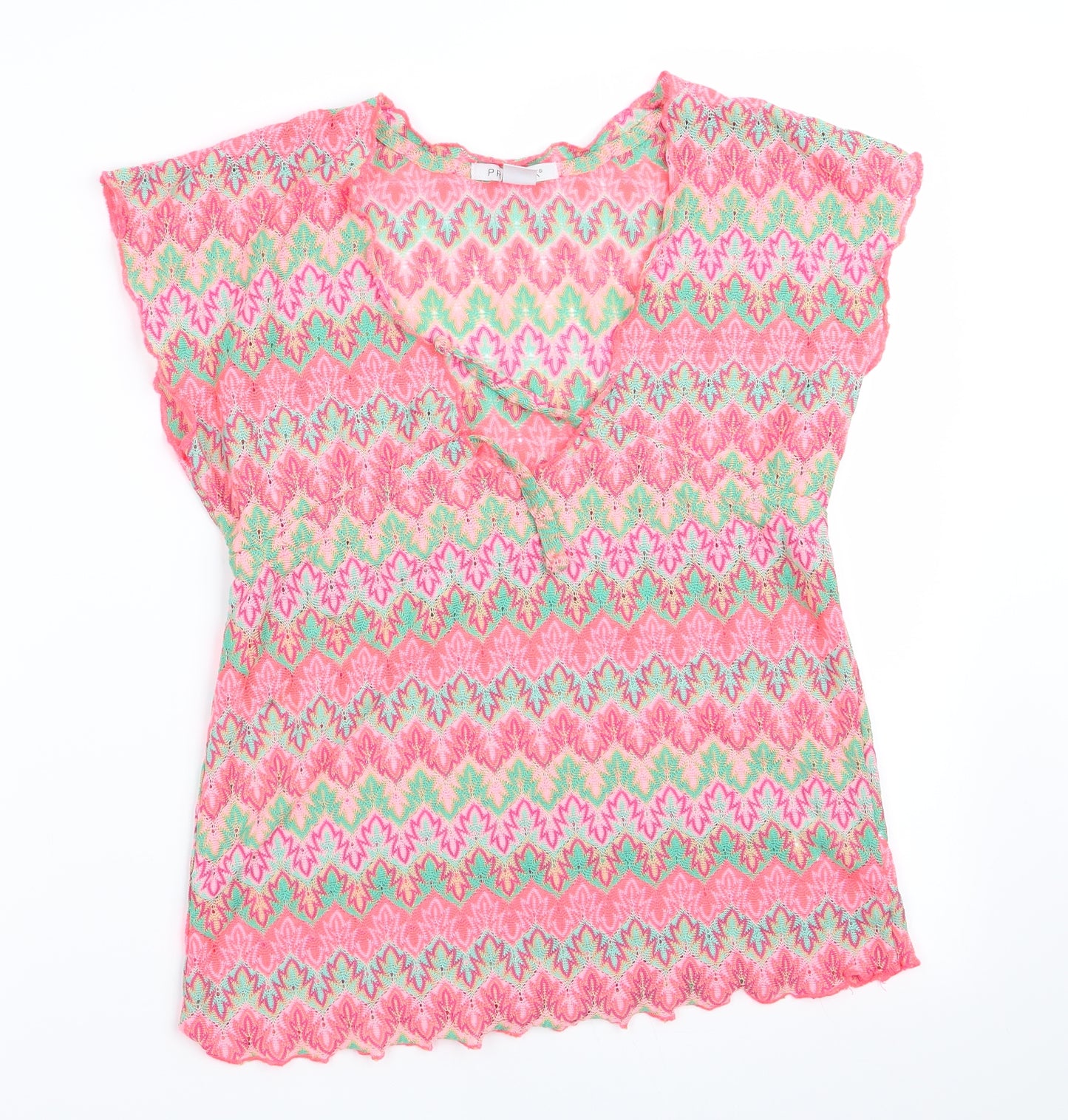 Primark Girls Orange Striped  Basic T-Shirt Size 7-8 Years  - Subtle glitter effect