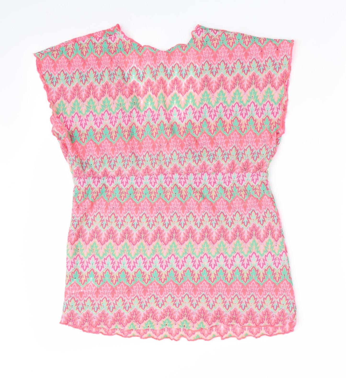Primark Girls Orange Striped  Basic T-Shirt Size 7-8 Years  - Subtle glitter effect