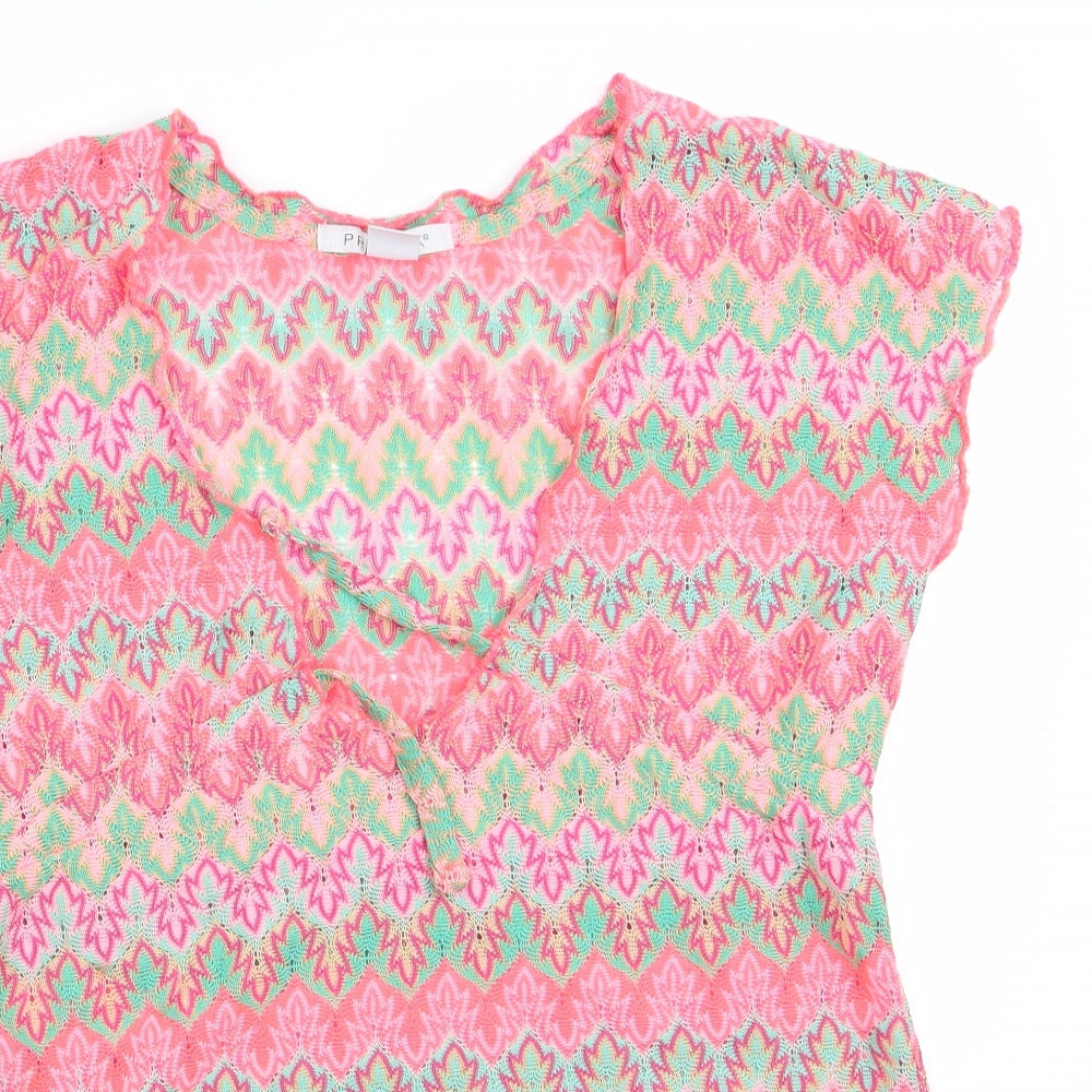 Primark Girls Orange Striped  Basic T-Shirt Size 7-8 Years  - Subtle glitter effect