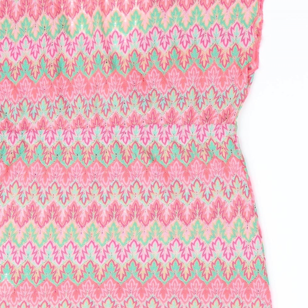 Primark Girls Orange Striped  Basic T-Shirt Size 7-8 Years  - Subtle glitter effect