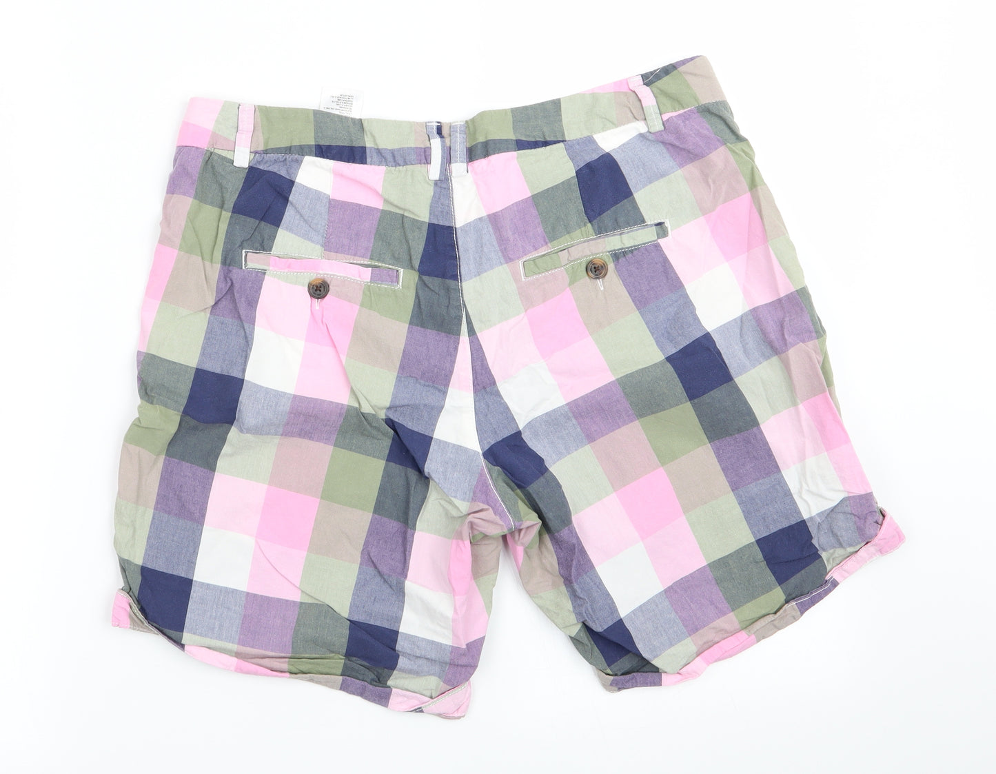 H&M Womens Pink Check  Mom Shorts Size 12