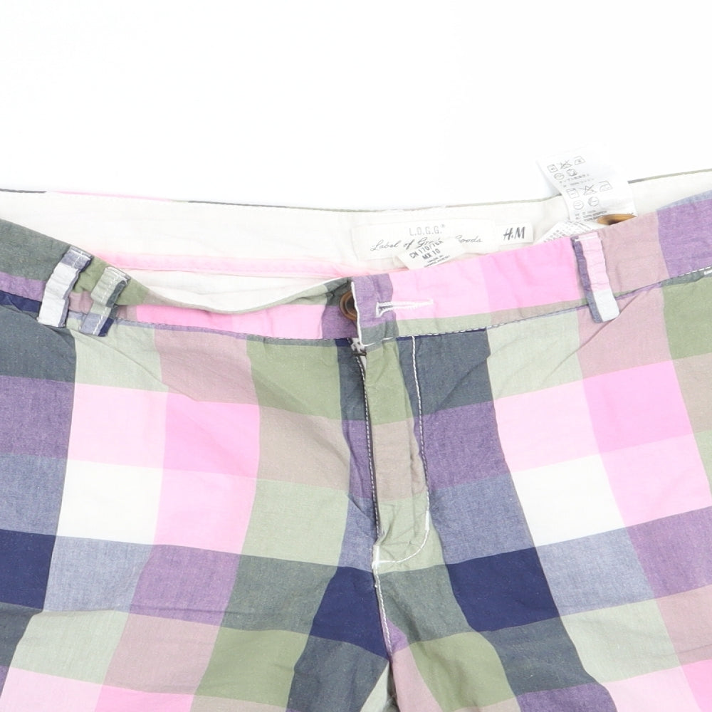 H&M Womens Pink Check  Mom Shorts Size 12