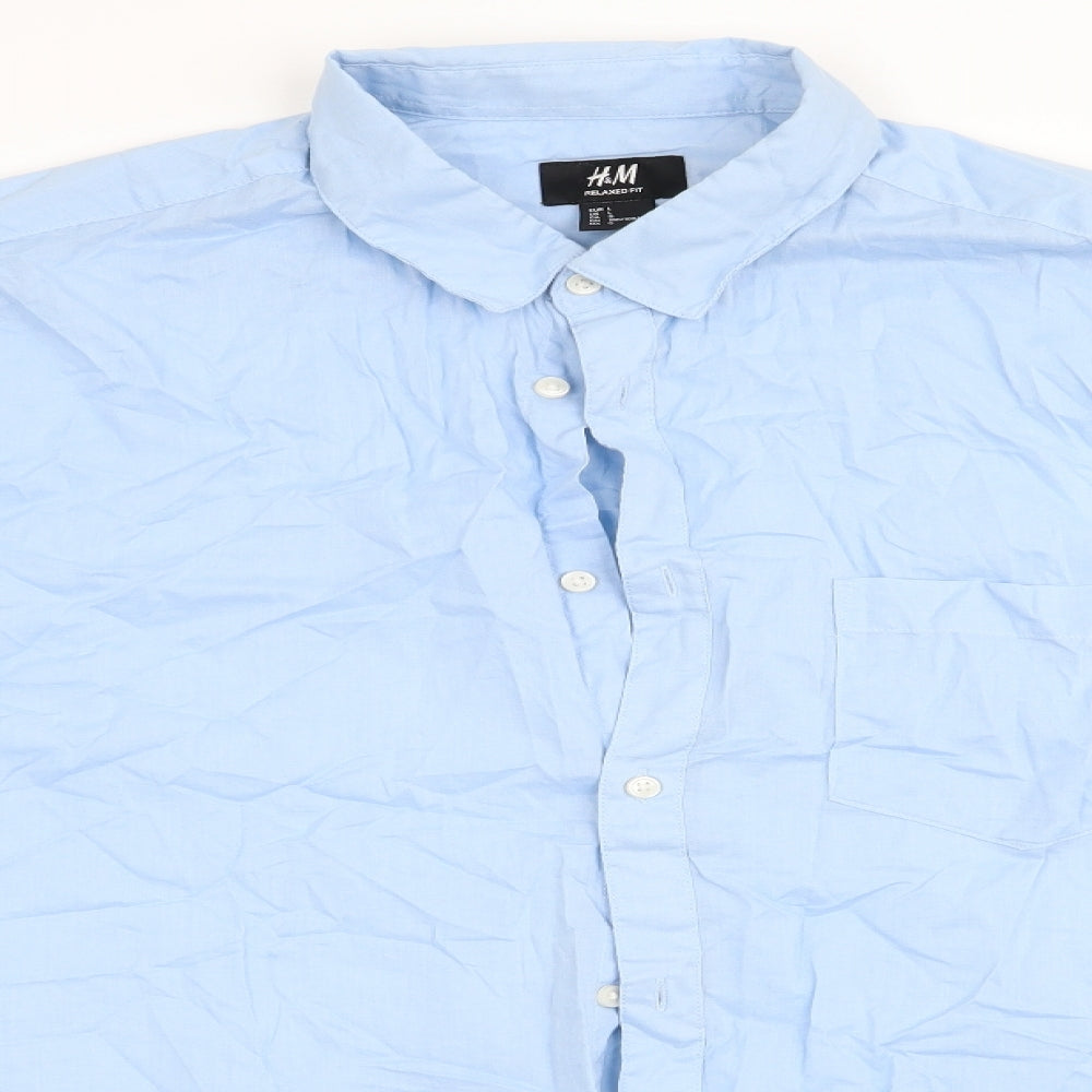 H&M Mens Blue    Button-Up Size L