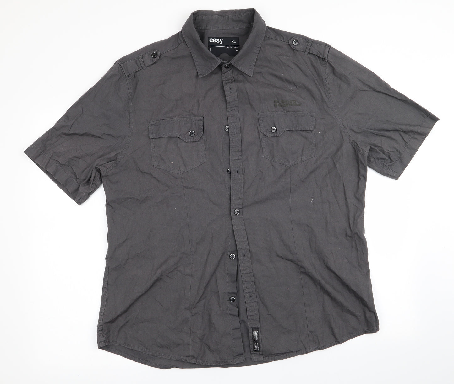 Easy Mens Grey    Button-Up Size XL