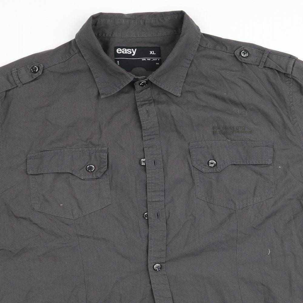 Easy Mens Grey    Button-Up Size XL