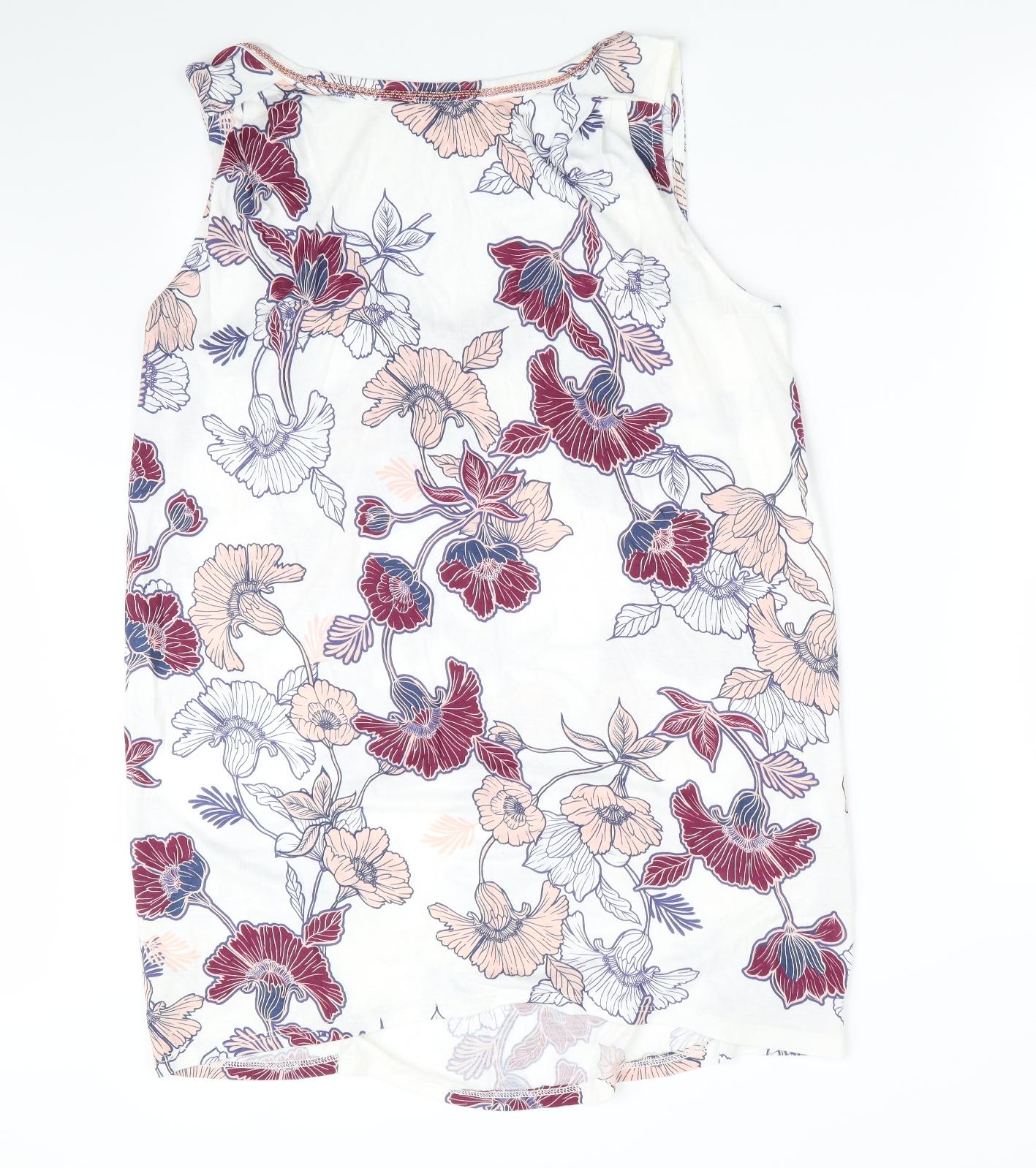 NEXT Womens White Floral  Tunic T-Shirt Size 14