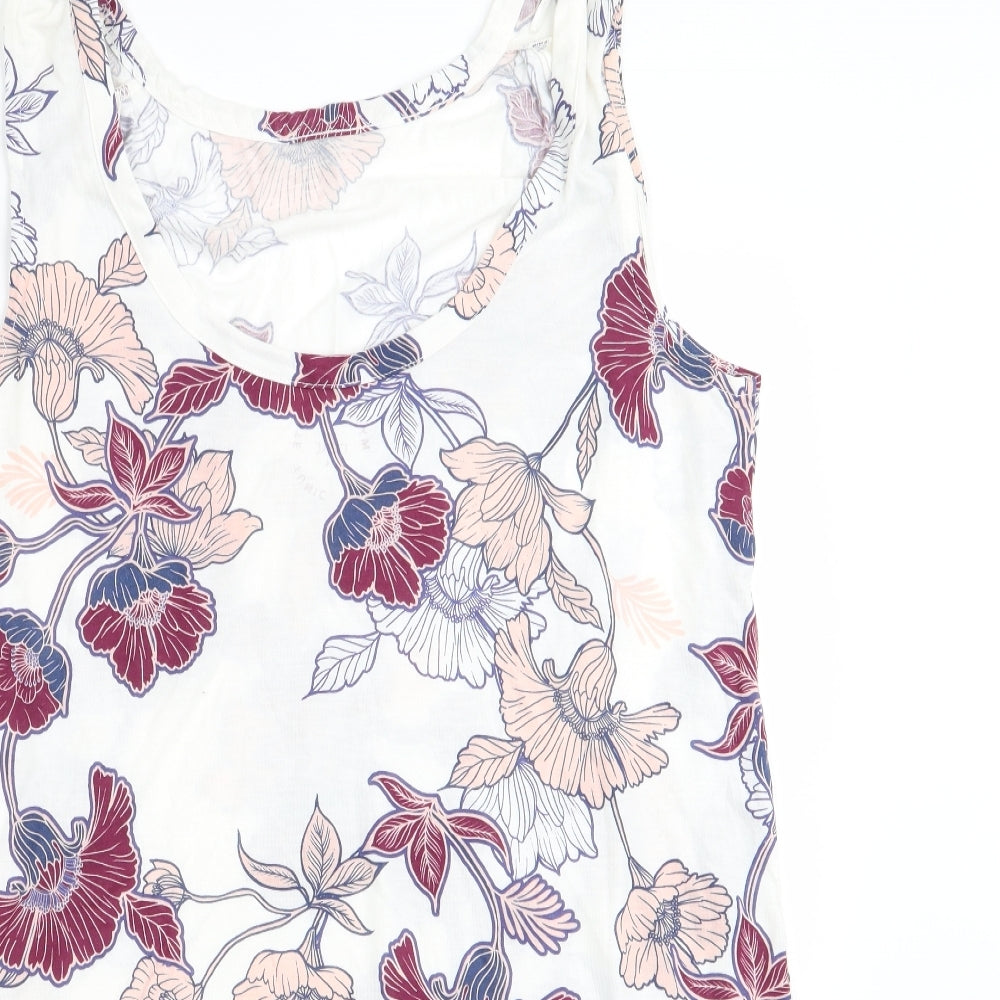 NEXT Womens White Floral  Tunic T-Shirt Size 14