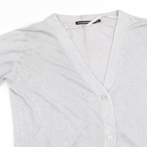 Atmoshpere Womens Silver   Cardigan Jumper Size 10  - Longline Cardigan - Glitter