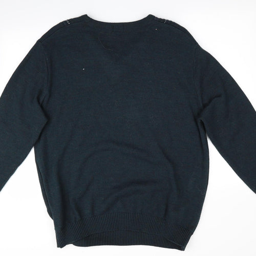 BHS Mens Green Striped  Pullover Jumper Size L
