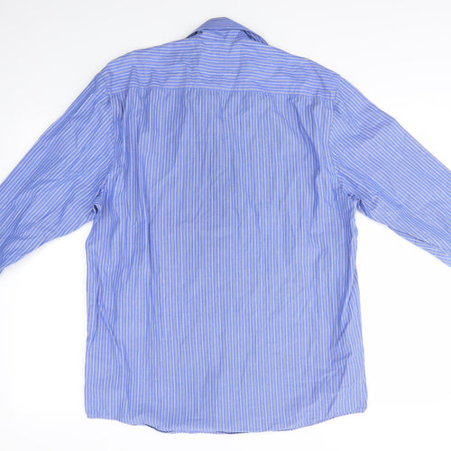 Black Label Mens Blue Striped   Button-Up Size M