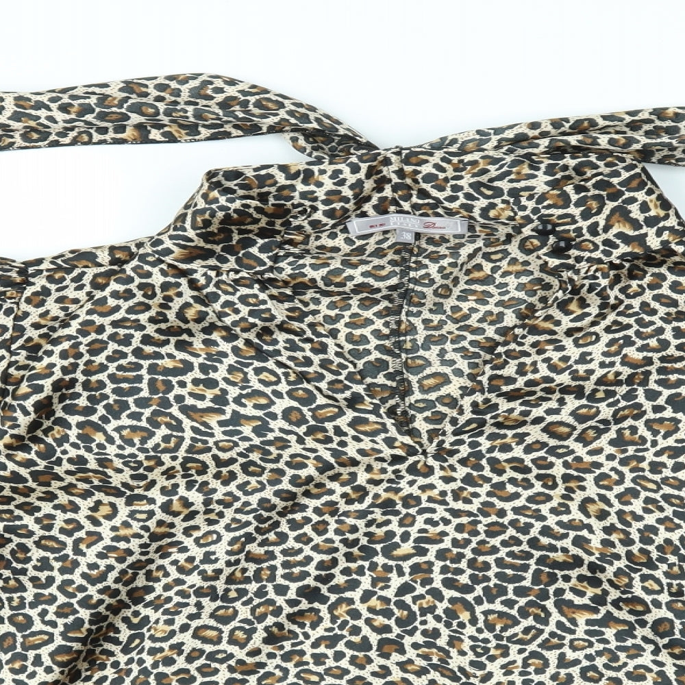 MILANO ITALY Womens Multicoloured Animal Print  Basic Blouse Size 10
