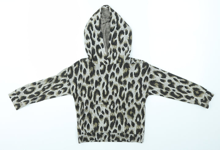 Matalan Girls Multicoloured Animal Print Pullover Hoodie Size 7 Years