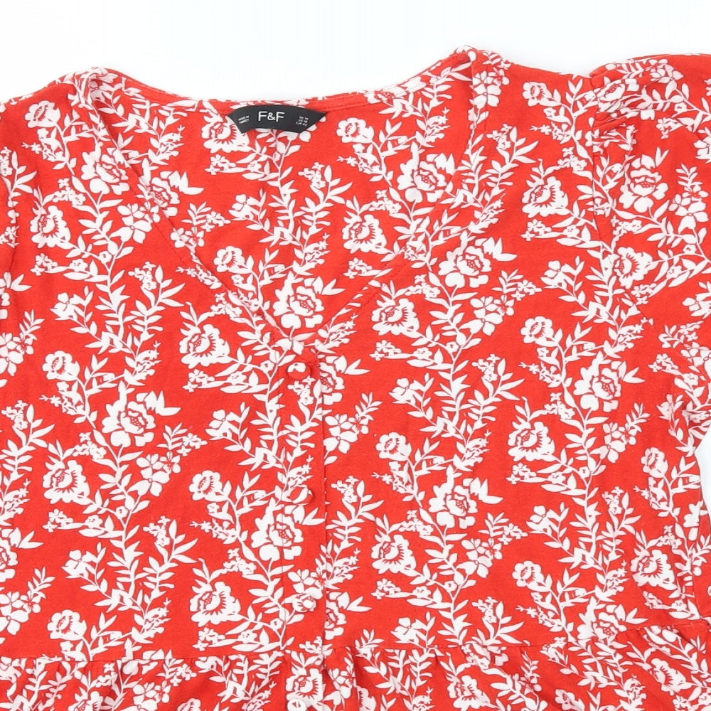 F&F Womens Multicoloured Floral  Basic T-Shirt Size 14