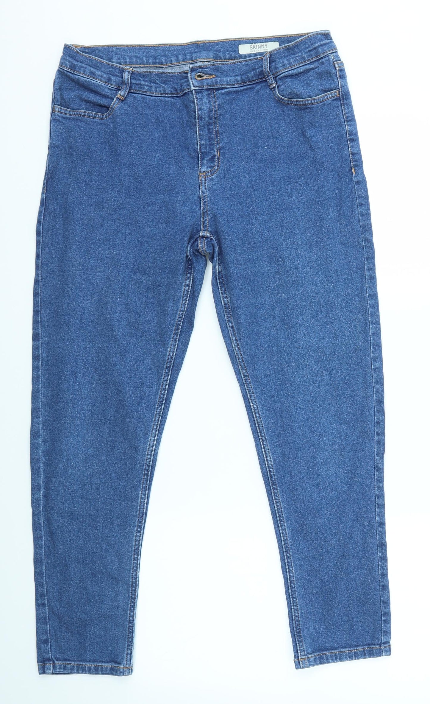 M&S Womens Blue   Skinny Jeans Size 14 L25 in - SHORT