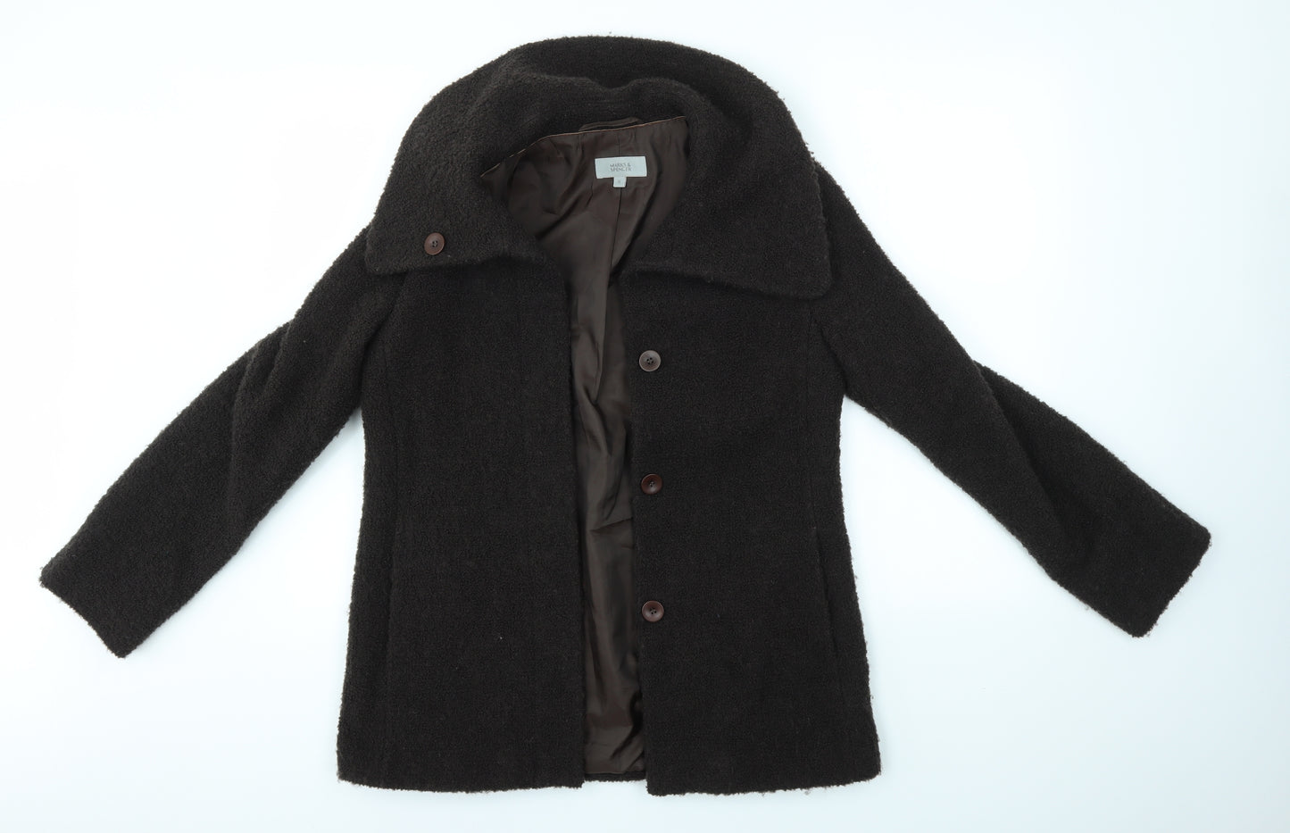 M&S Womens Brown   Overcoat Coat Size 10