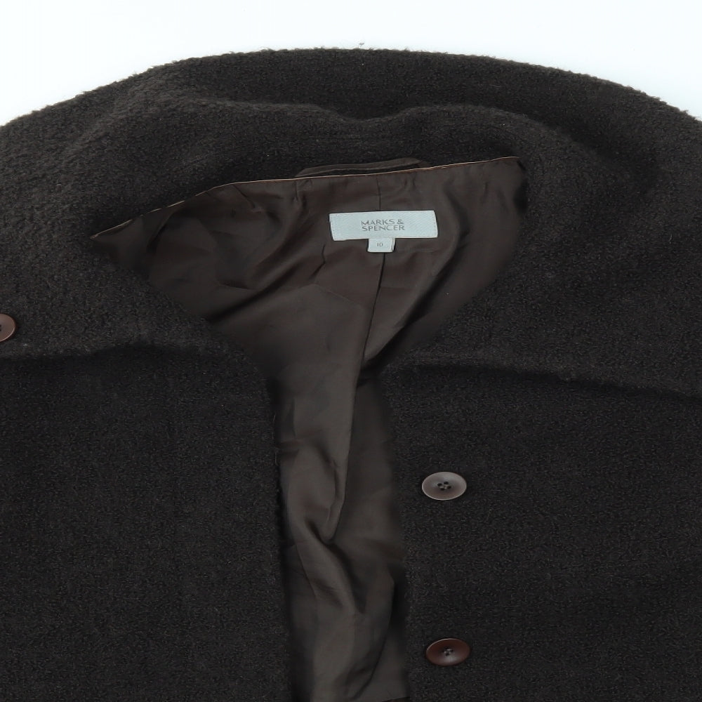 M&S Womens Brown   Overcoat Coat Size 10