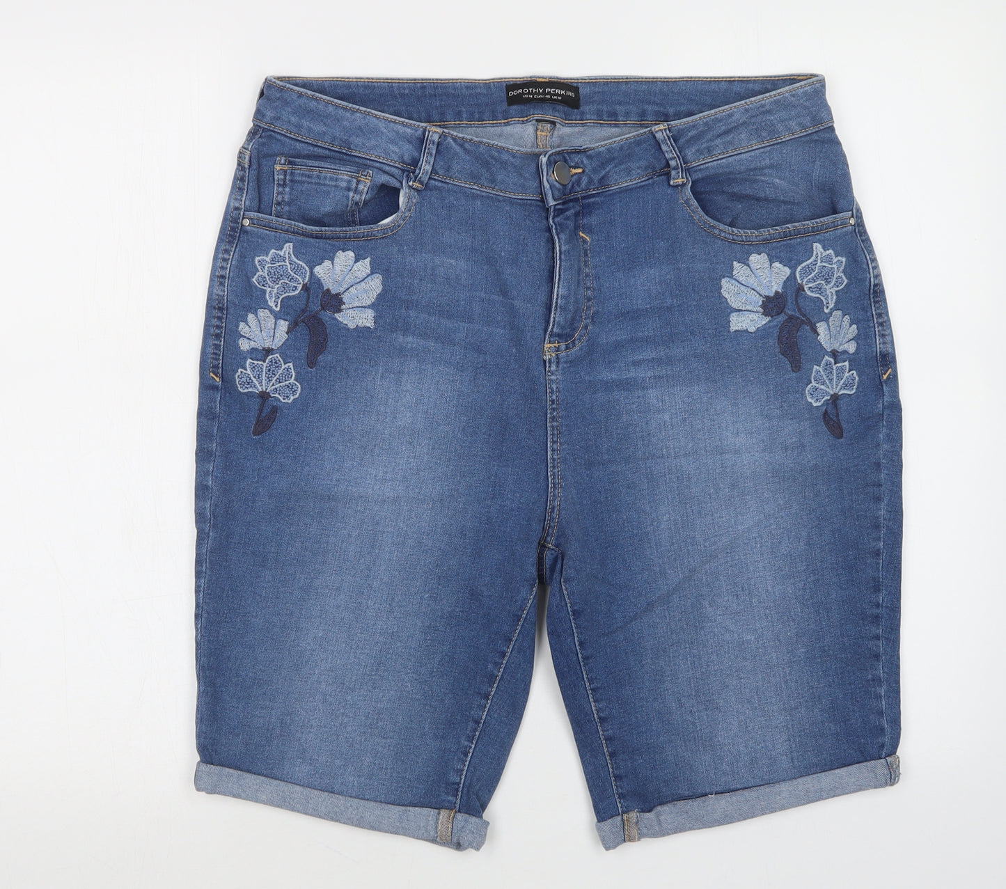 Dorothy Perkins Womens Blue  Denim Bermuda Shorts Size 18
