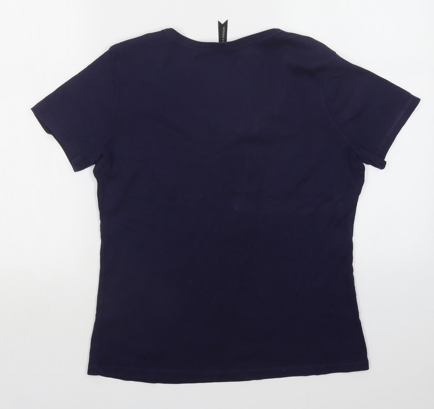 M&S Womens Blue   Basic T-Shirt Size 14