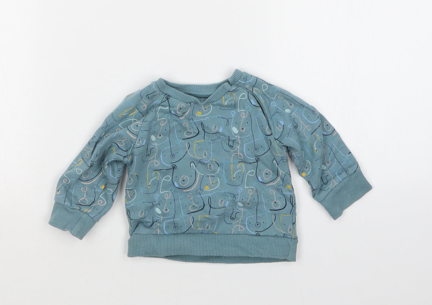 Boots Mini Club Boys Green Animal Print  Pullover Jumper Size 3-6 Months
