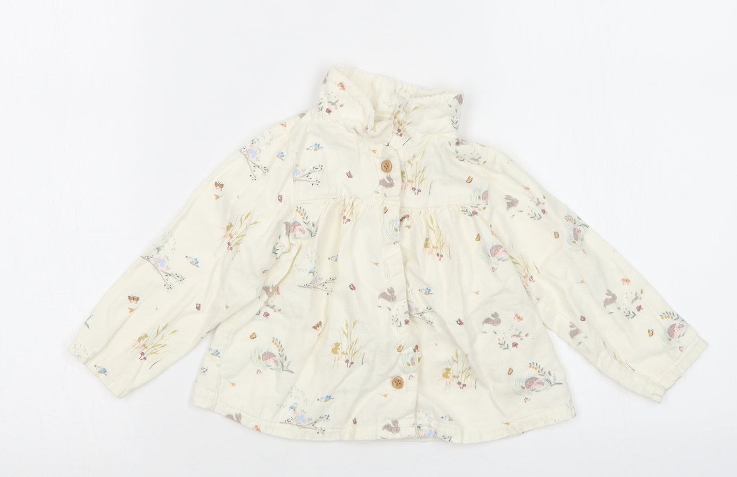 TU Girls Beige Animal Print  Basic Button-Up Size 9-12 Months