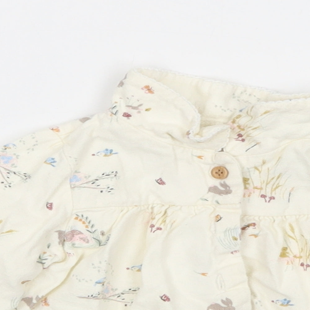 TU Girls Beige Animal Print  Basic Button-Up Size 9-12 Months
