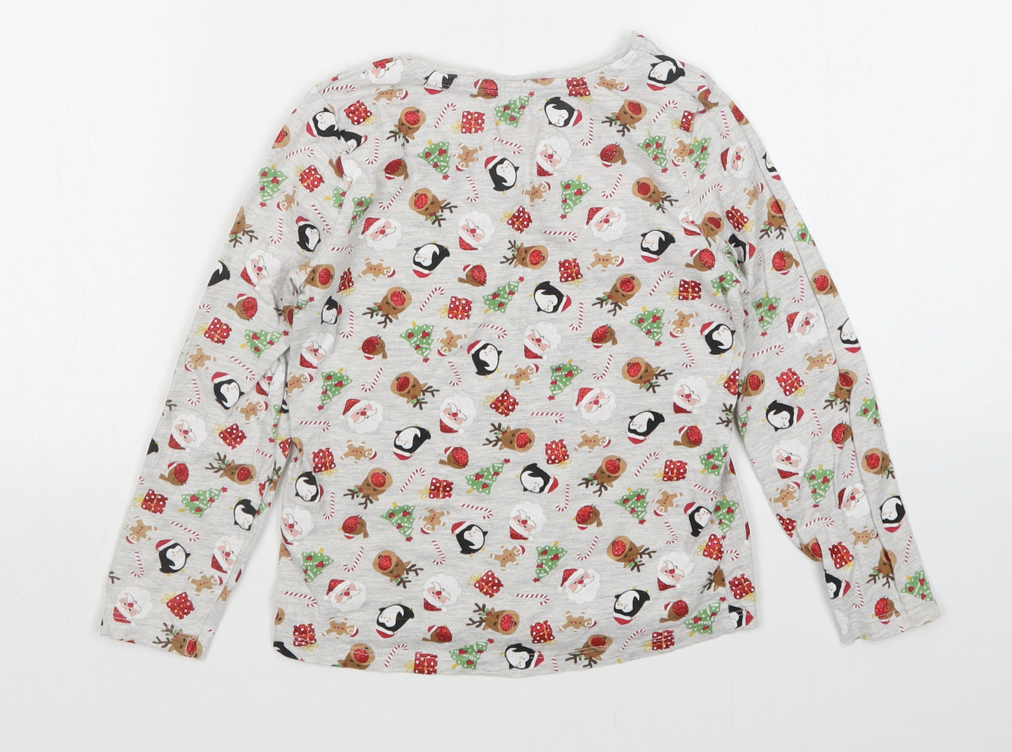 Primark Girls Grey   Top Pyjama Top Size 6-7 Years  - Christmas