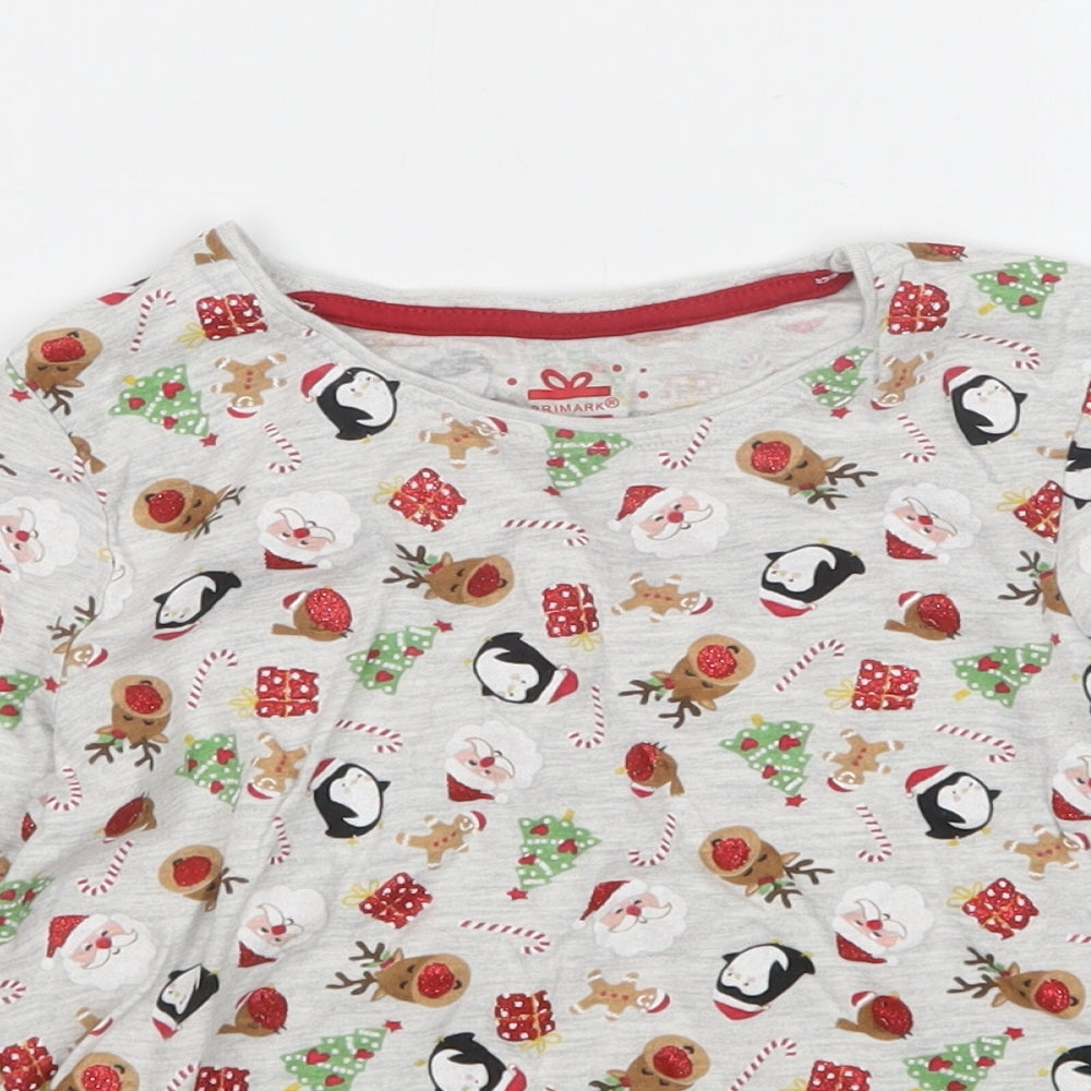 Primark Girls Grey   Top Pyjama Top Size 6-7 Years  - Christmas