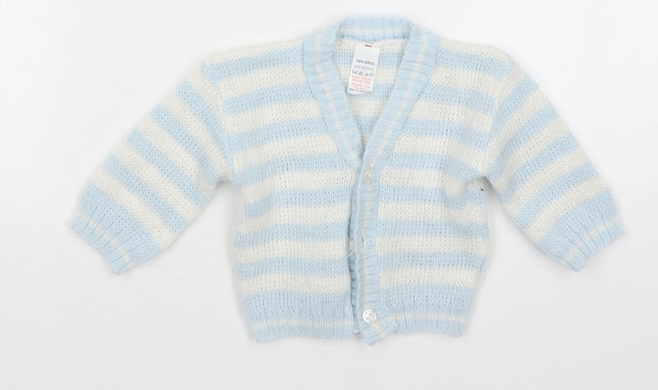 Preworn Boys Multicoloured Striped  Cardigan Jumper Size 6-9 Months