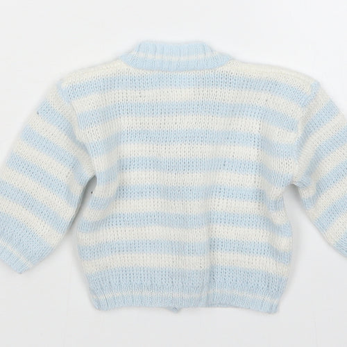 Preworn Boys Multicoloured Striped  Cardigan Jumper Size 6-9 Months