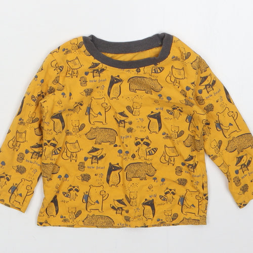 George Boys Yellow Animal Print  Basic T-Shirt Size 9-12 Months