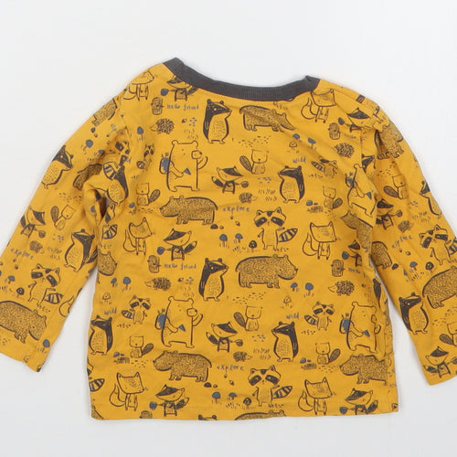 George Boys Yellow Animal Print  Basic T-Shirt Size 9-12 Months