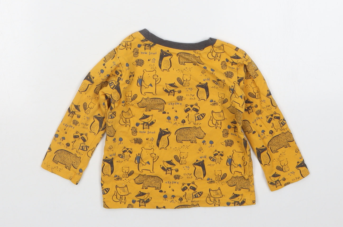 George Boys Yellow Animal Print  Basic T-Shirt Size 9-12 Months