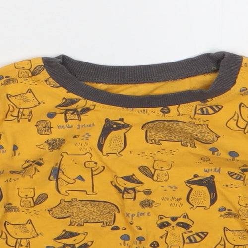 George Boys Yellow Animal Print  Basic T-Shirt Size 9-12 Months