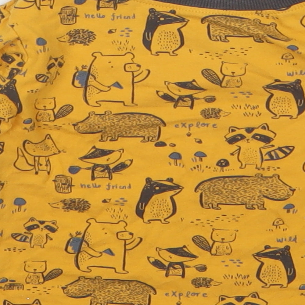 George Boys Yellow Animal Print  Basic T-Shirt Size 9-12 Months