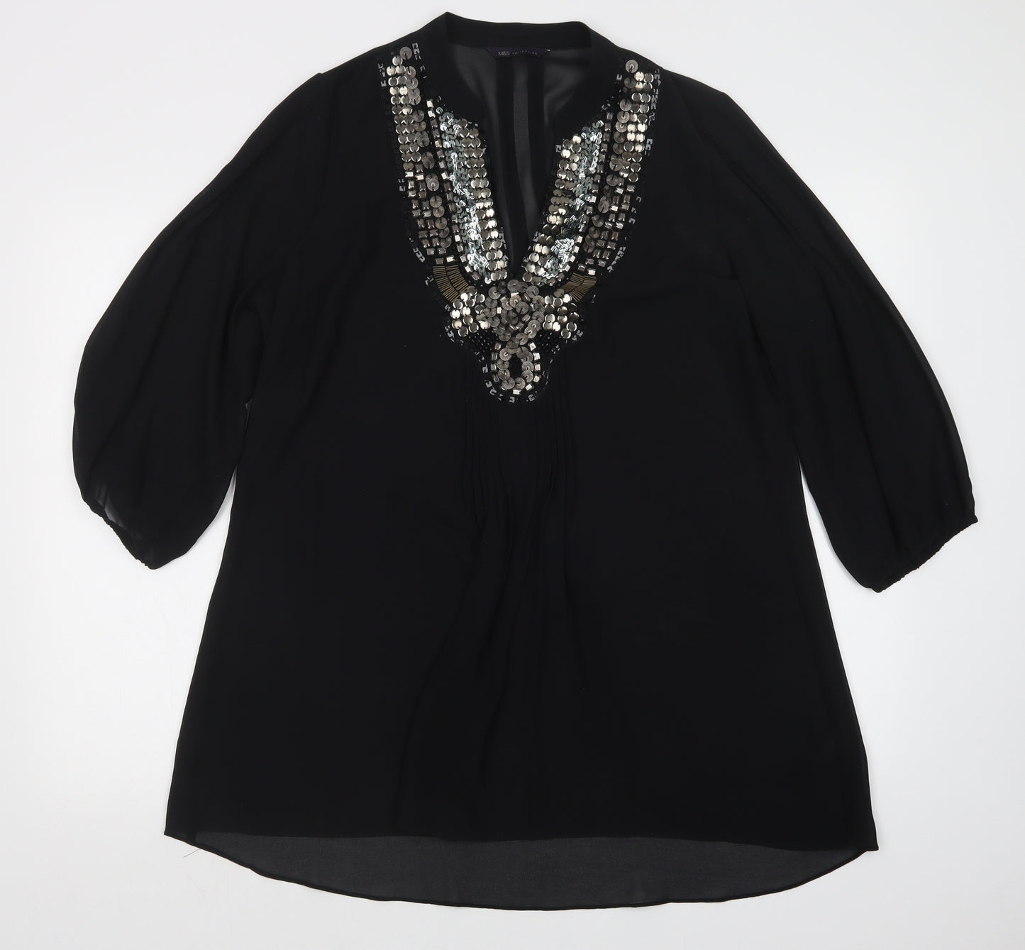 M&S Womens Black   Basic Blouse Size 16