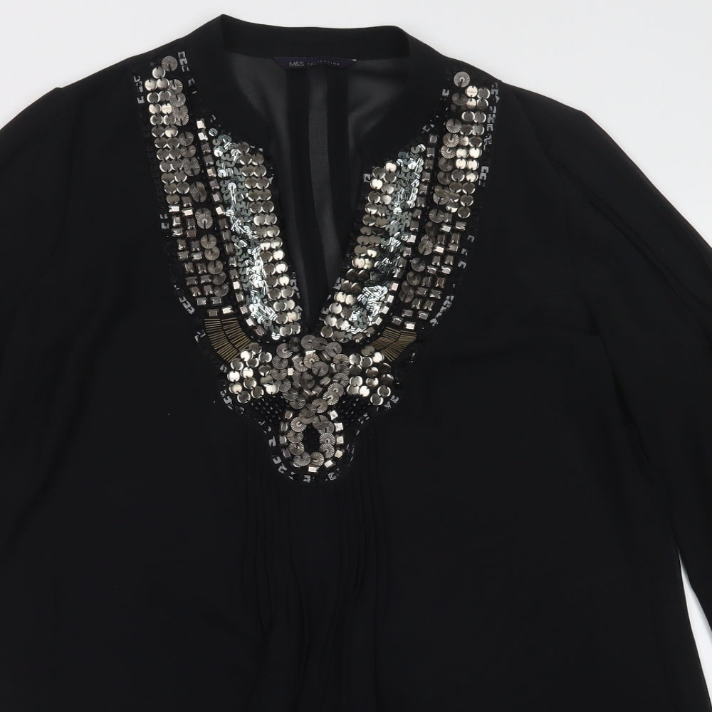 M&S Womens Black   Basic Blouse Size 16