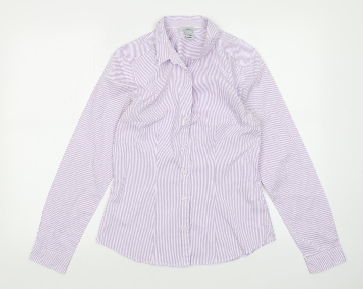 H&M Womens Pink Striped  Basic Button-Up Size 10