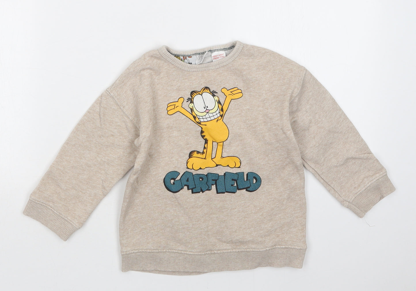 Zara Boys Beige   Pullover Jumper Size 18-24 Months  - Garfield