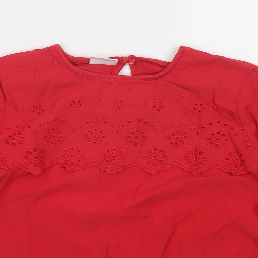 Zara Girls Red Floral  Basic T-Shirt Size 9 Years