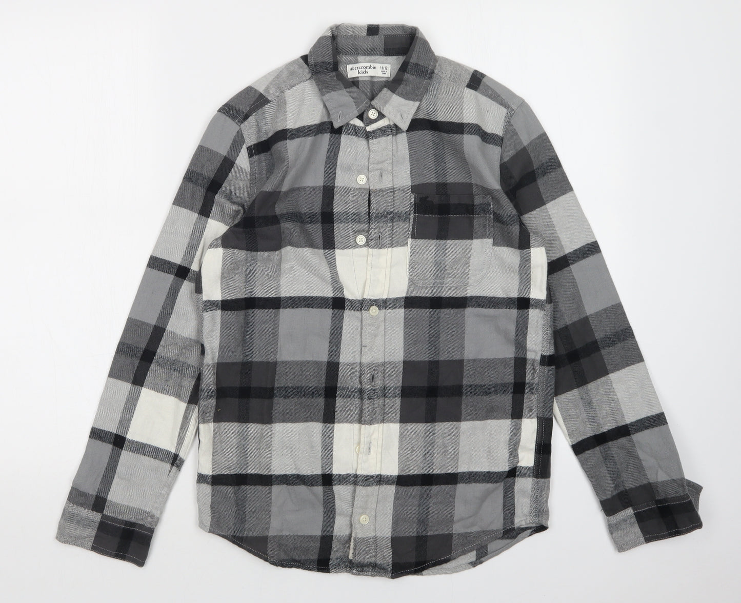 abercrombie kids Boys Grey Plaid  Basic Button-Up Size 11-12 Years