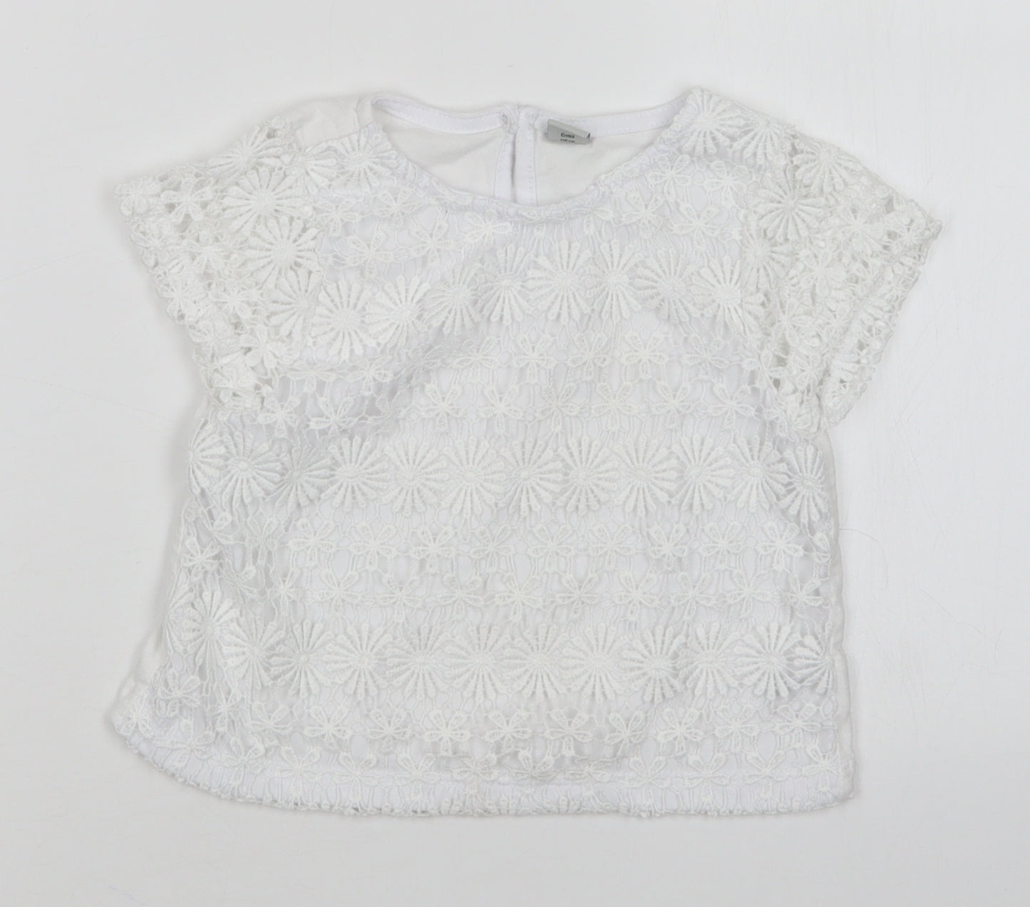 TU Girls White Floral  Basic T-Shirt Size 6 Years
