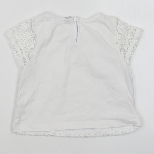 TU Girls White Floral  Basic T-Shirt Size 6 Years