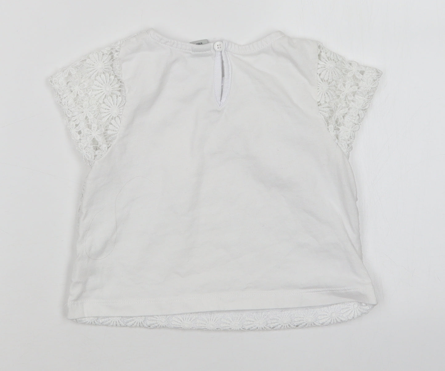 TU Girls White Floral  Basic T-Shirt Size 6 Years