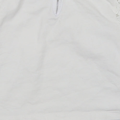 TU Girls White Floral  Basic T-Shirt Size 6 Years