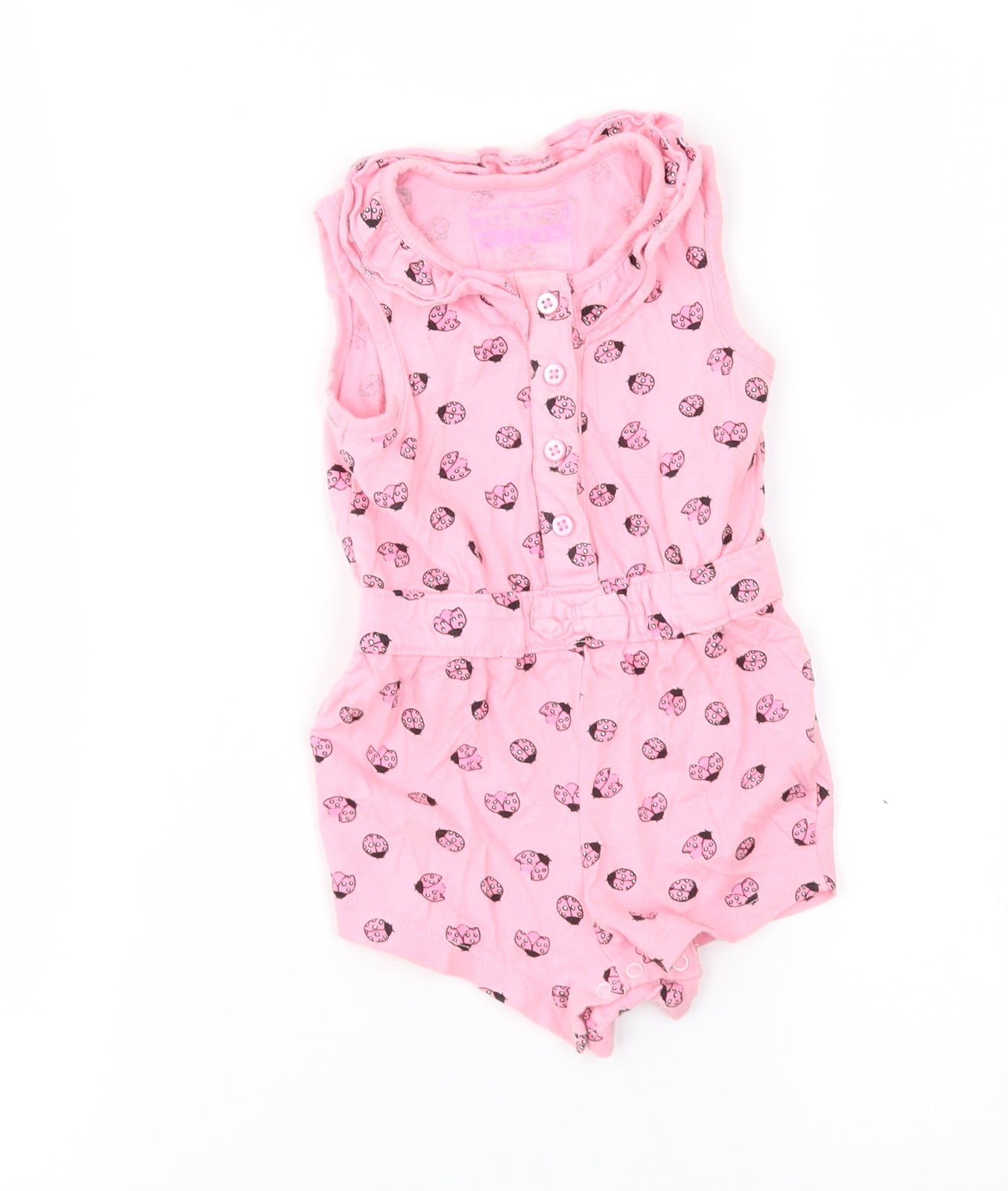 Primark Baby Pink Animal Print  Babygrow One-Piece Size 6-9 Months  - ladybirds